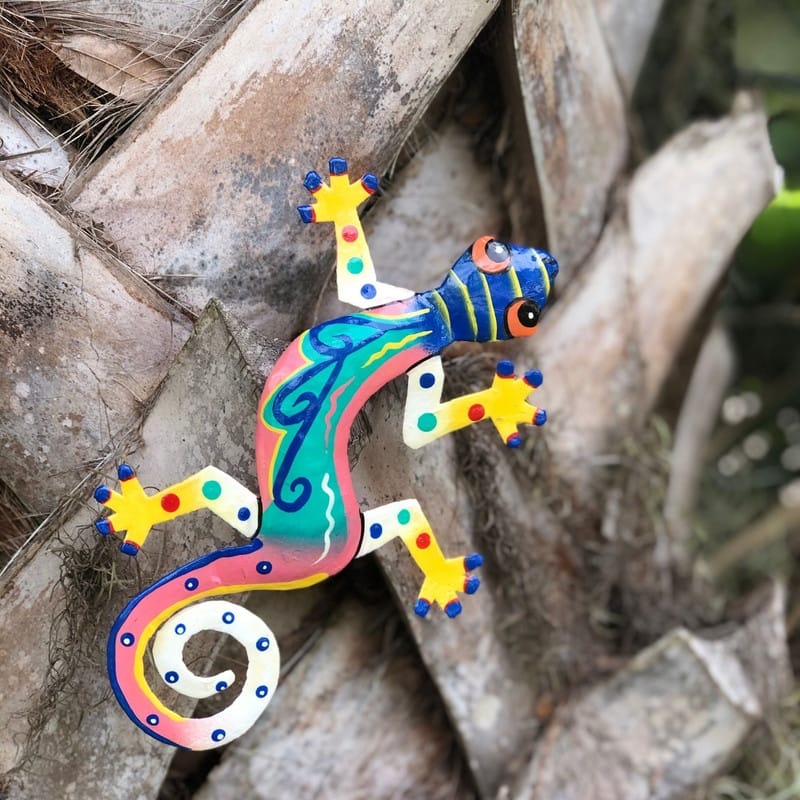 Handmade Recycled Metal Gecko Wall Art (Haiti)