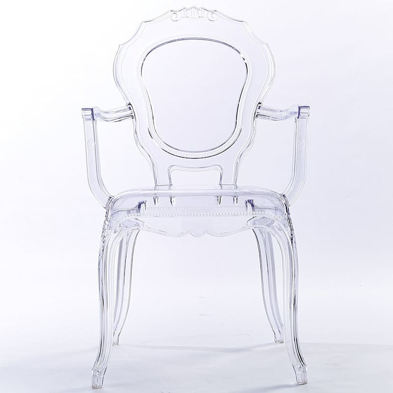 Set of 2 Modern Smoke Transparent Stackable Dining Chairs –Sleek Polycarbonate Side Chairs with Plastic Legs for Kitchen, Office