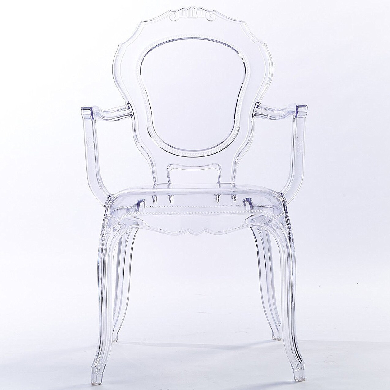 Shop Designer Stacking Transparent Molded Plastic Dining Chairs With Arms Backs Crystal For Kitchen Desk Bedroom Outdoor Patio Indoor Overstock 18527034