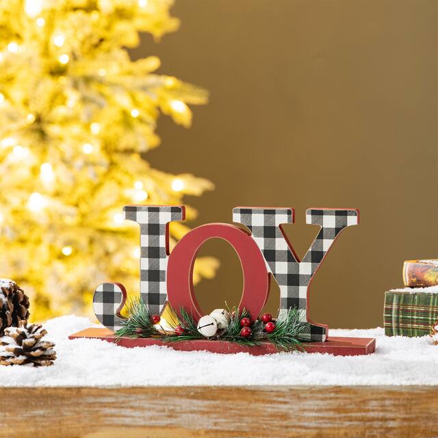 Glitzhome Christmas Wooden Word Table Decor