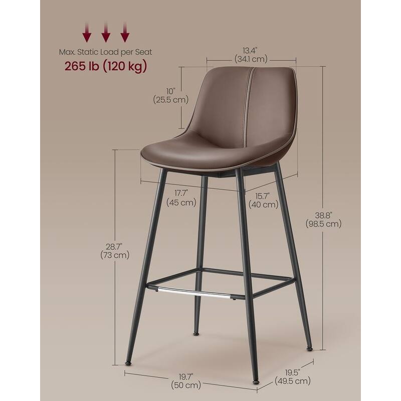 Contemporary Set of 2 Bar Stools - Stylish Seating Solution for Home