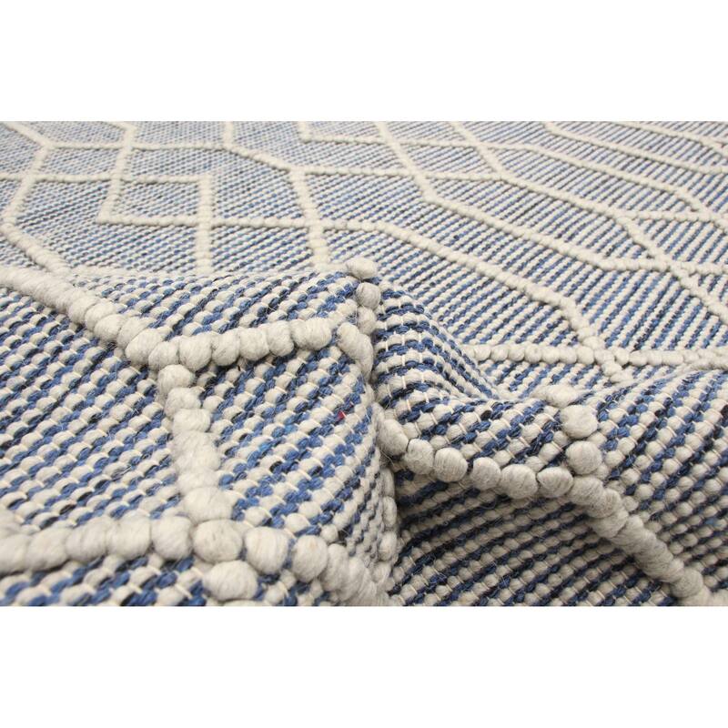 ECARPETGALLERY Braid weave Sienna Blue Wool Rug - 4'11 x 8'0