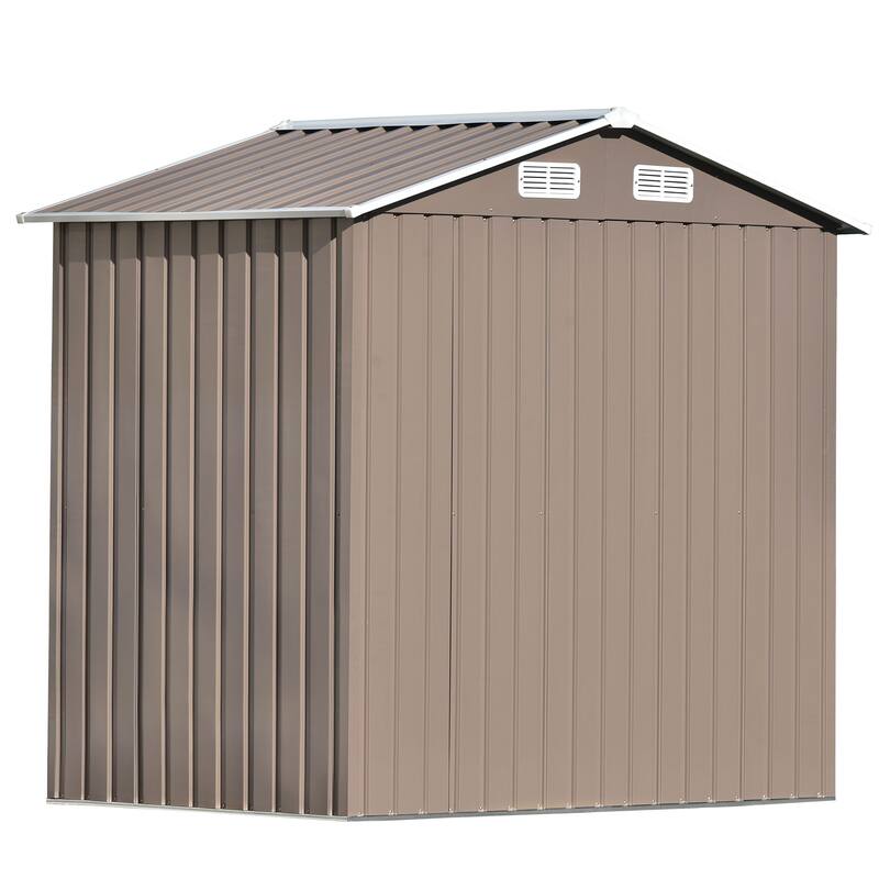 6.4 ft. W x 4.3 ft. D Brown Metal Shed with Double Door (27.52 sq. ft.)