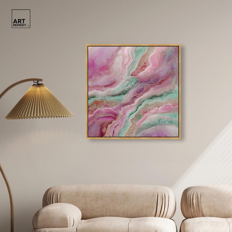 Pink and Mint Crystal IV Canvas by Art Remedy