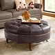preview thumbnail 6 of 25, HULALA HOME Idalia Traditional Genuine Leather Ottoman with Caster Wheels and Solid Wood Legs