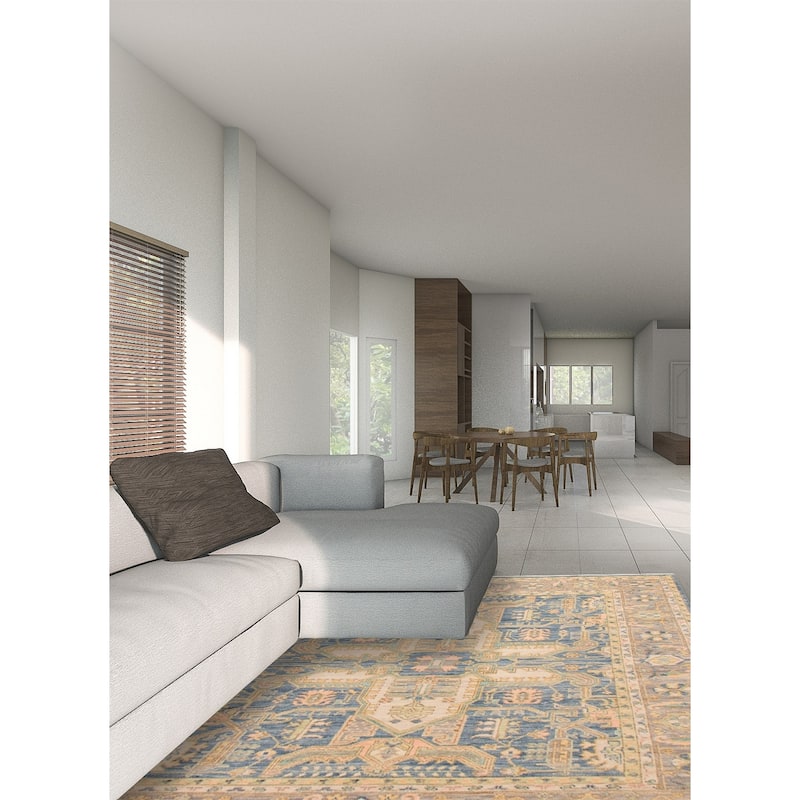 ECARPETGALLERY Hand-knotted Modern Oushak Navy Wool Rug - 8' x 10'