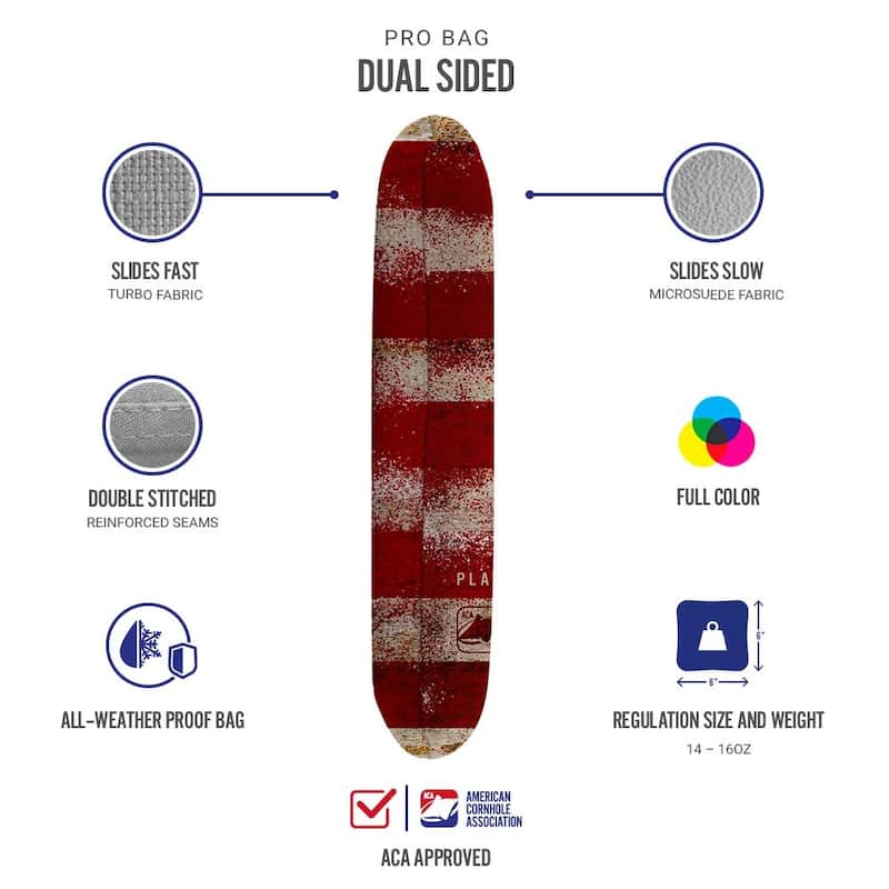 Vintage American Flag Red Dual Sided Cornhole Bags