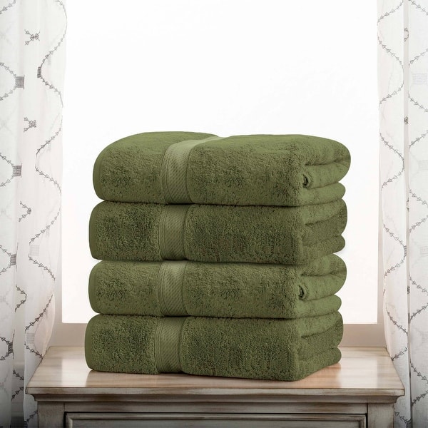 Superior Egyptian Cotton Pile Heavyweight Bath Towel Set of 4 - Forest Green