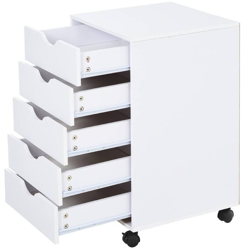 HOMCOM 5 Drawer Storage Organizer with Nordic Minimalist Modern Style & Wheels - 15.75*15.75*26.5