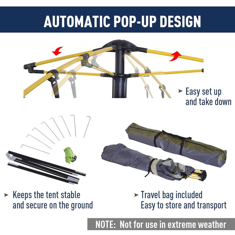 Outsunny 3-Season 5-Person Automatic Pop Up Outdoor Yurt Canopy Camping Tent w/ Easy Hydraulic Poles & Quality Materials