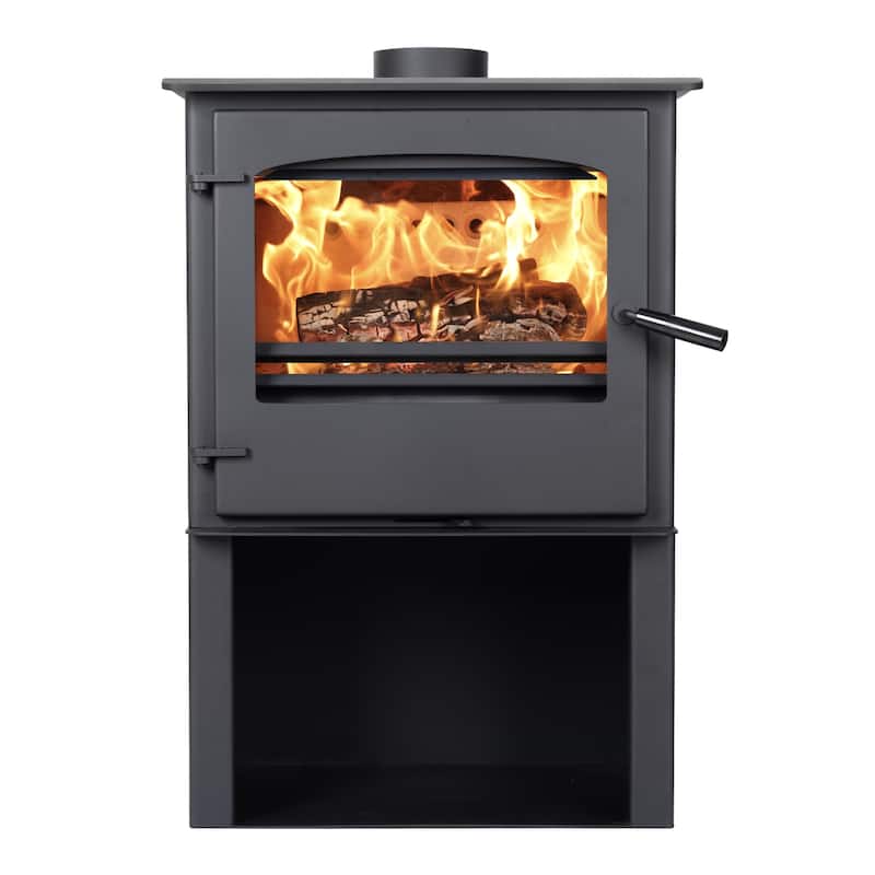 Aoodor Wood Burning Stove, Multi-fuel Stove with Wood Storage - Black