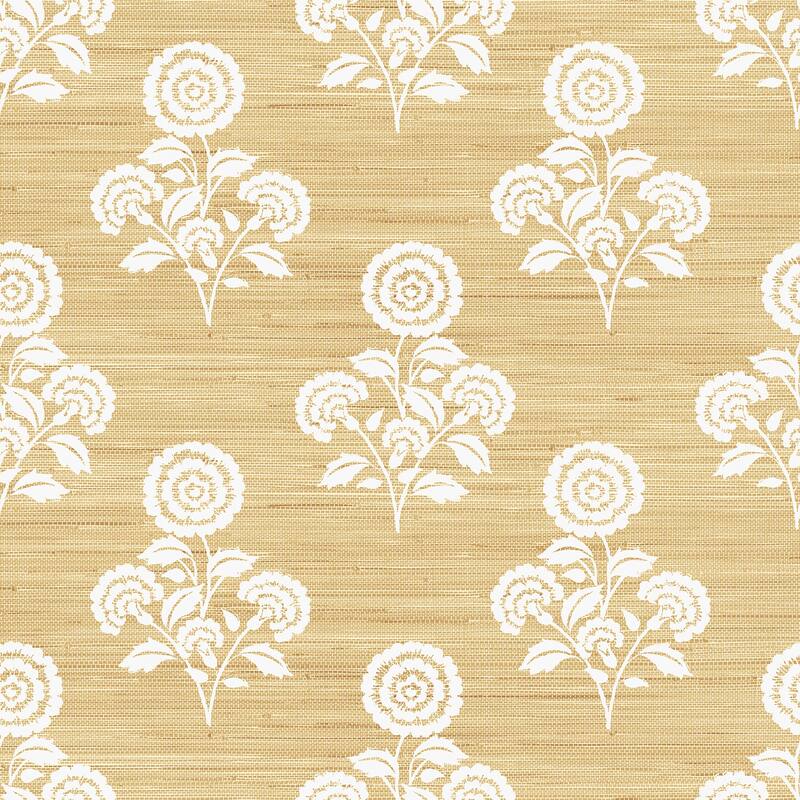 Society Social Flourish Block Print Wheat Faux Grasscloth Peel and Stick Wallpaper