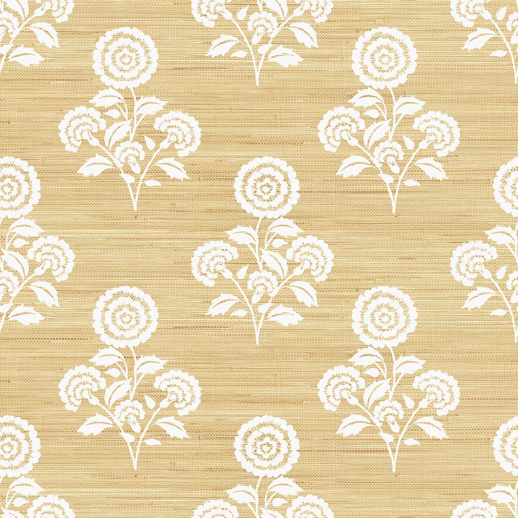 Society Social Flourish Block Print Wheat Faux Grasscloth Peel and Stick Wallpaper