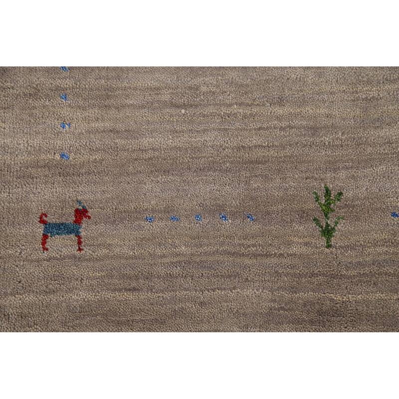 Tribal Gabbeh Indian Accent Rug Handmade Contemporary Wool Carpet - 2'7"x 4'10"