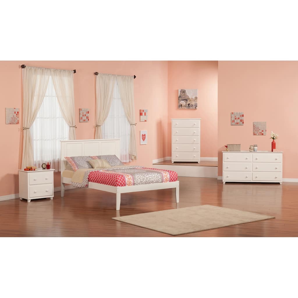 Madison Full Platform Bed with USB Charging Station in White