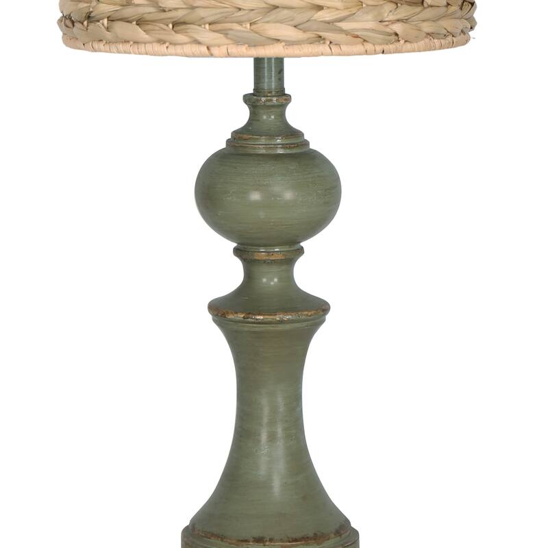 1-Light Rattan Retro Green Table Lamps