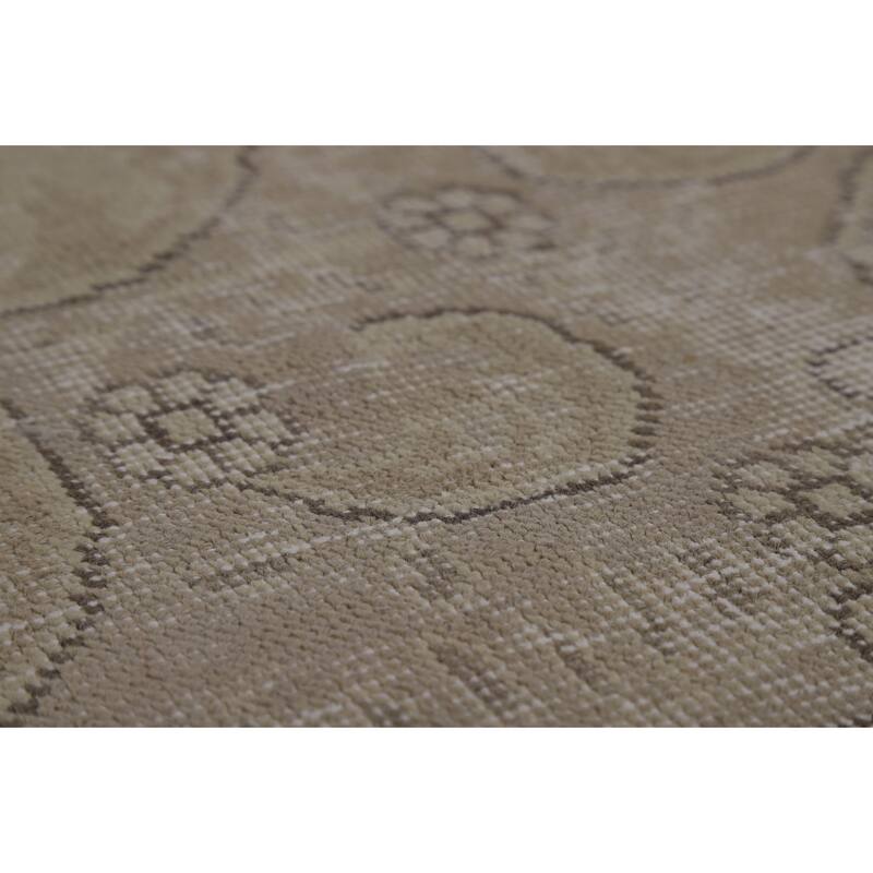 Traditional Beige Tabriz Persian Vintage Rug Handmade Wool Carpet - 9'7" x 12'6"