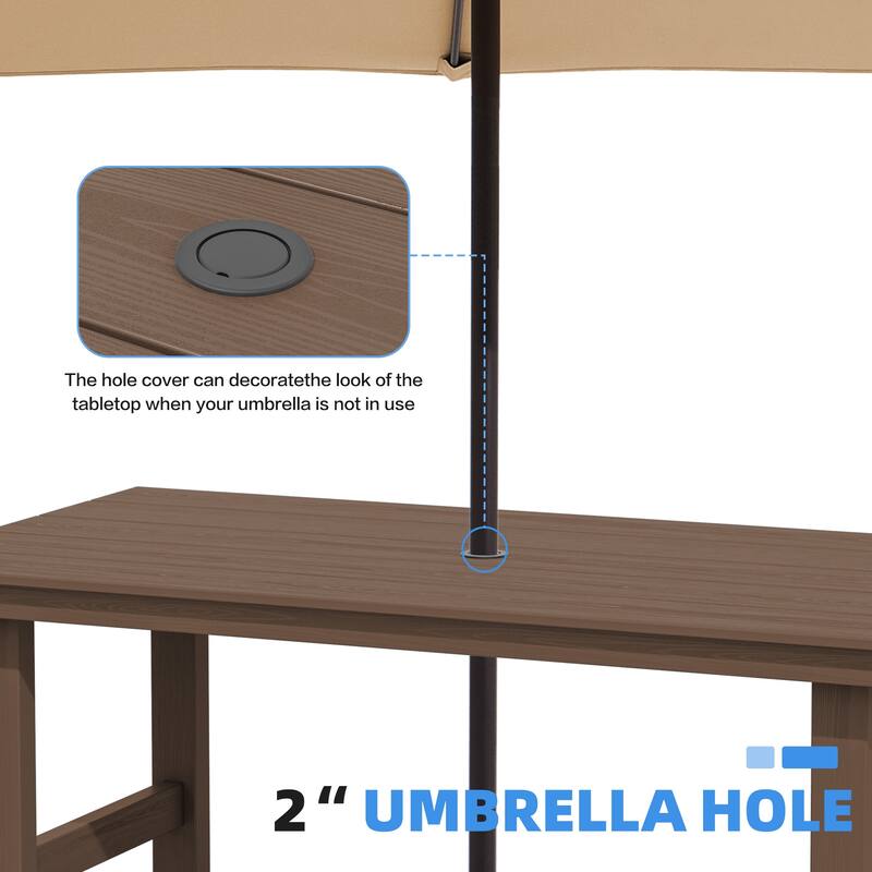 5-Piece HDPE Outdoor Dining Table Sets with Umbrella Hole - 1-Table 4-Chairs
