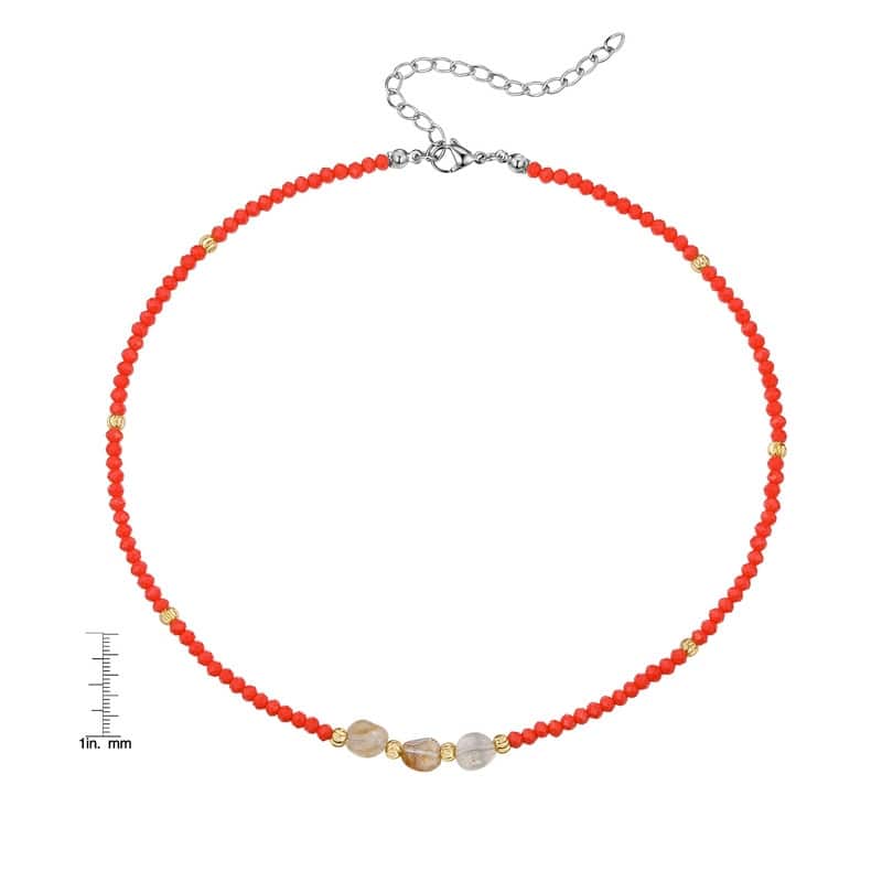 Victoria Townsend Silver Plated 3 Stone & Orange Bead Necklace