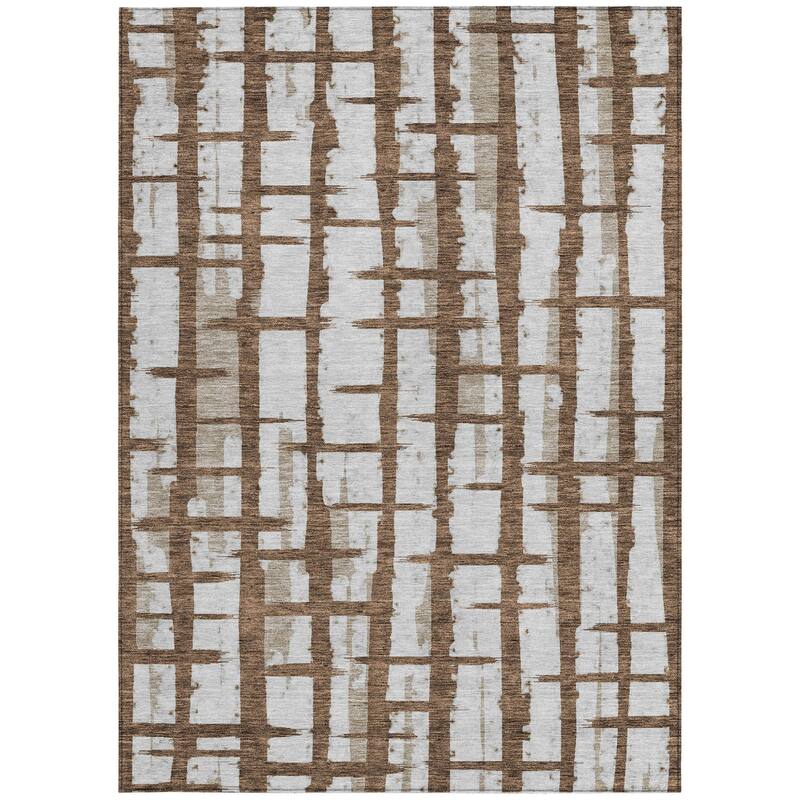 HomeRoots Striped Transitional Rectangle Outdoor Rug