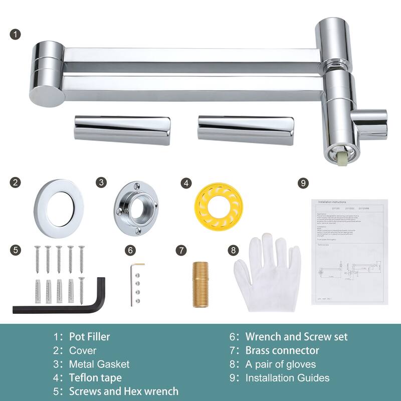 WOWOW Wall Mount Pot Filler Kitchen Faucet