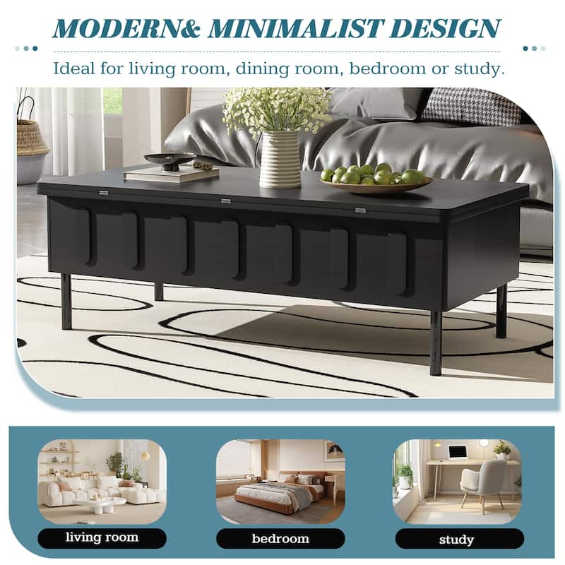 Modern Space Saving Center Table with Foldable Top