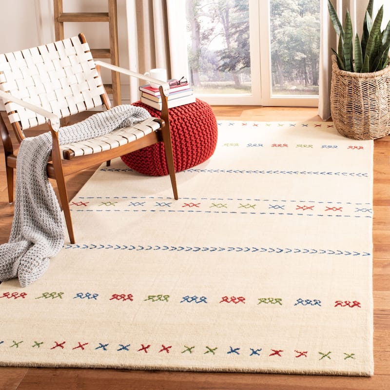 SAFAVIEH Handmade Himalaya Hideko & Contemporary Geometric Cream Wool - 4' x 6' - Cream - Rectangle