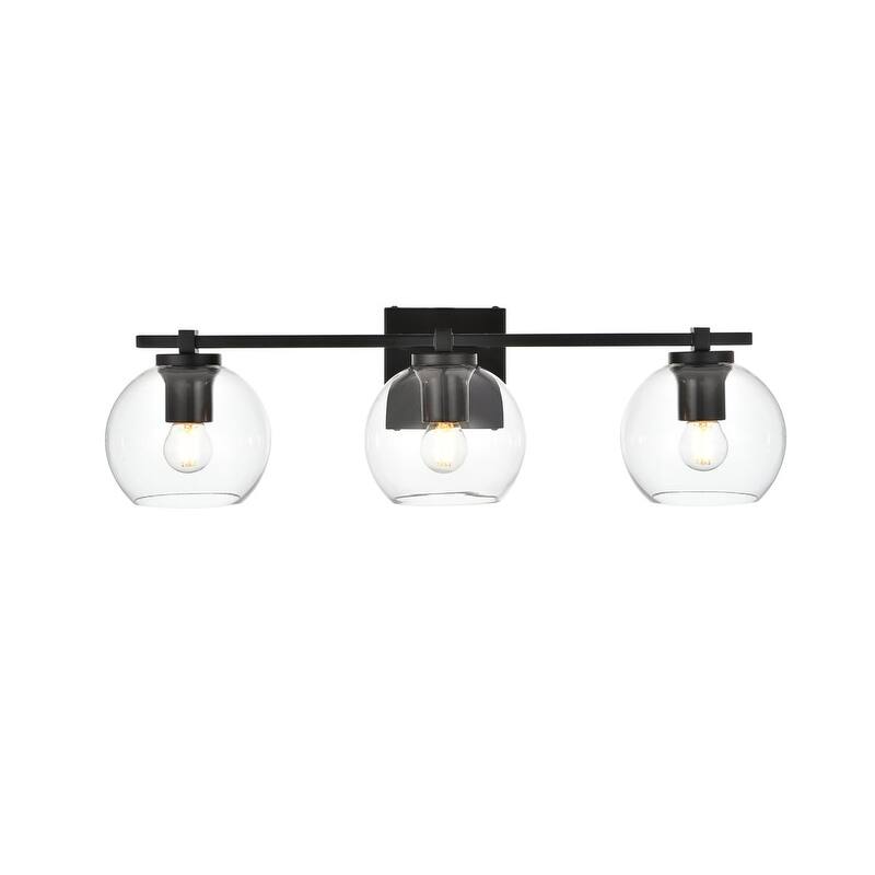 Julian 1 Light Black and Clear Bath Sconce - Black - 24