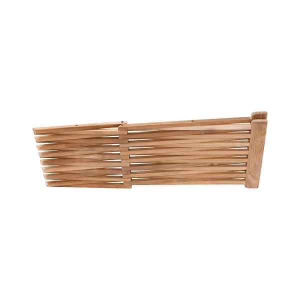 Nordic Style Natural Teak Folding Stool with Horizontal Slats - Beige