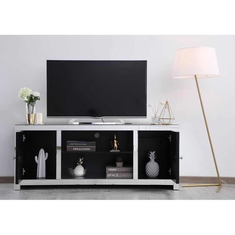 59 in. Mirrored TV stand with Crystals