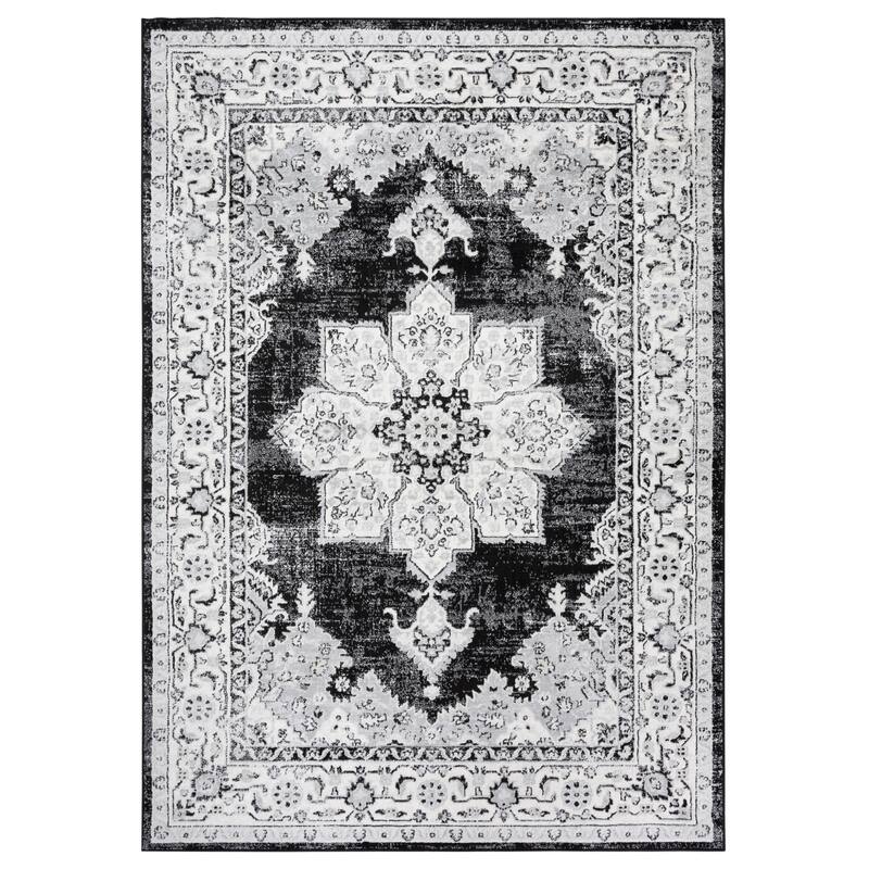 SAFAVIEH Brentwood Zhana Oriental Medallion Rug - 5'3" x 7'6" - Ivory/Black