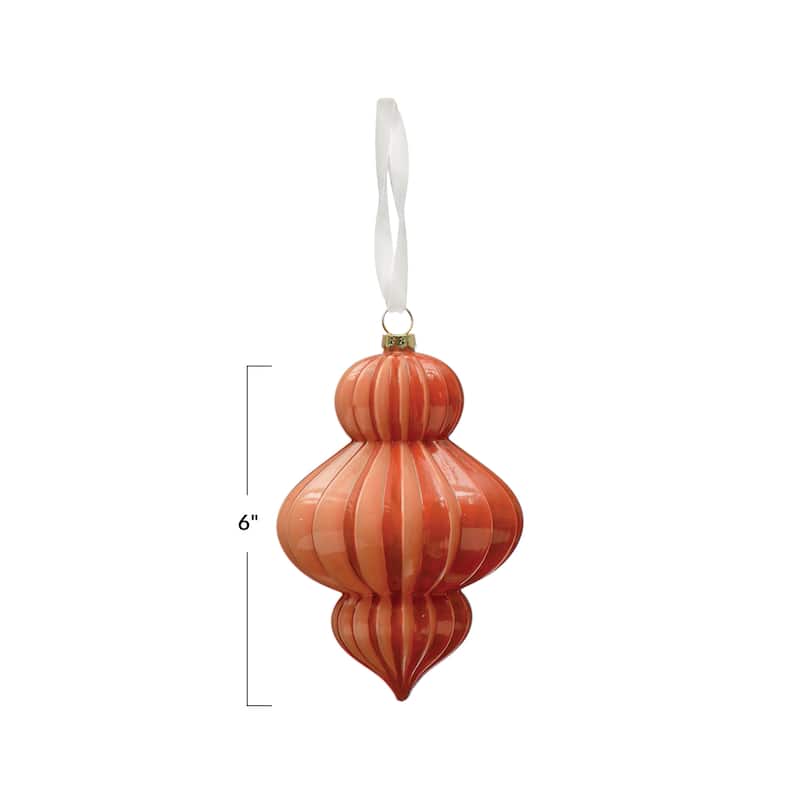 Glass Pleated Finial Ornament - 4.0"L x 4.0"W x 6.1"H