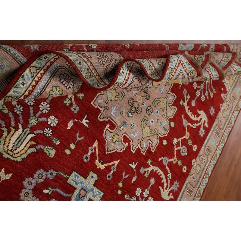 Geometric Turkish Oushak Area Rug Handmade Wool Carpet - 6'5"x 8'0"
