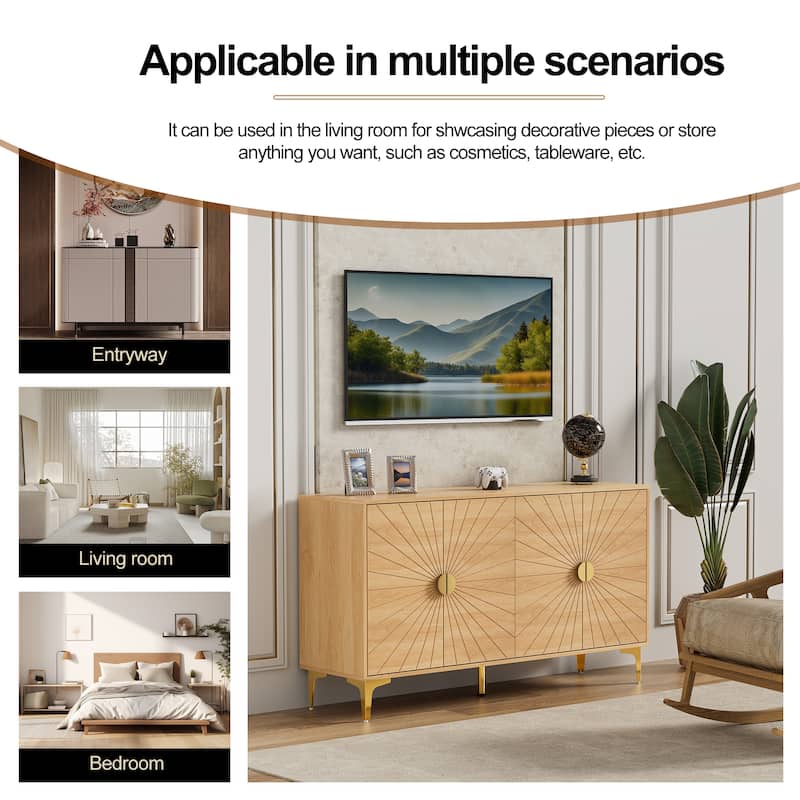 Sideboard Buffet Cabinet with Storage Four Door Adjustable Shelves