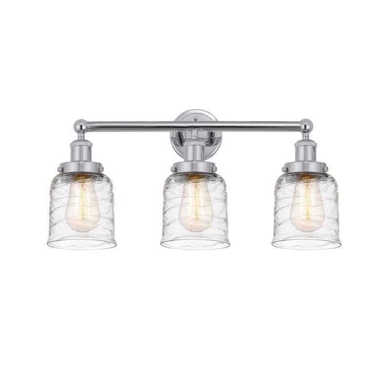 Innovations Lighting 616-3W-10-25 Bell Vanity Bell 3 Light 25" Wide - Polished Chrome / Clear Deco Swirl
