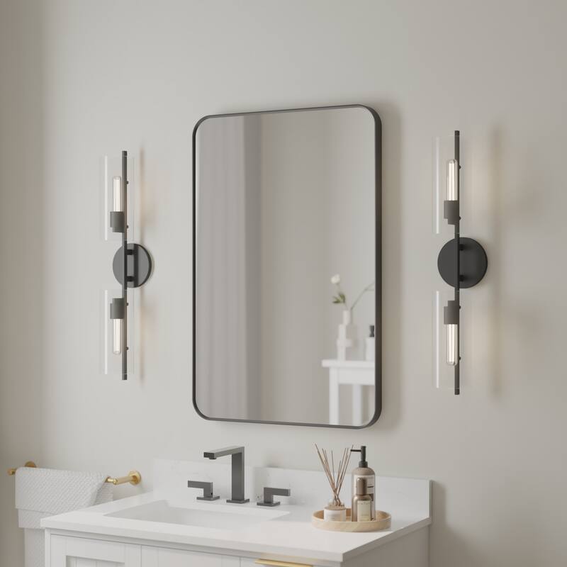 Modern Bathroom Rectangular Wall Mounted Anodized Aluminum Framed Vanity Mirror
