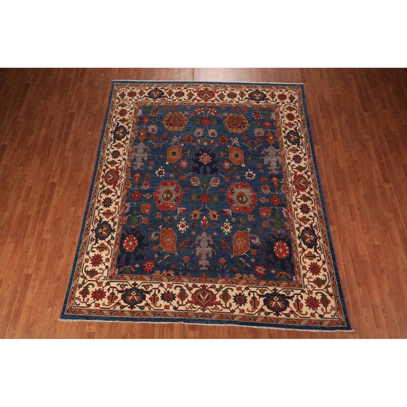 Blue Ziegler Vegetable Dye Area Rug Handmade Wool Carpet - 8'0" x 9'9"