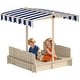preview thumbnail 27 of 32, Outsunny Kids Sandbox with Cover, Outdoor Wooden Sandbox with Canopy - 41.75" x 41.75" x 47.75"