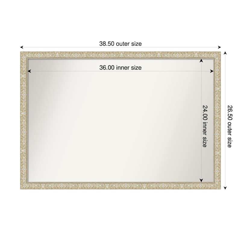 Lila Non-Beveled Wood Framed Bathroom Vanity Wall Mirror - 39 x 27 in - Lila Silver