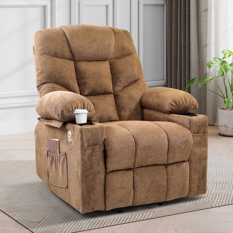 31.5 ''Wide Power Lift Assist Ergonomic Recliner with Massager & Heating - Brown