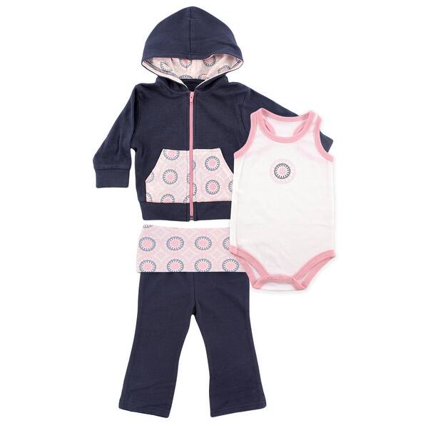 slide 1 of 1, Yoga Sprout Baby and Toddler Girl Cotton Hoodie, Bodysuit or Tee Top, and Pant, Ornamental Baby 0-3 Months - Ornamental Baby