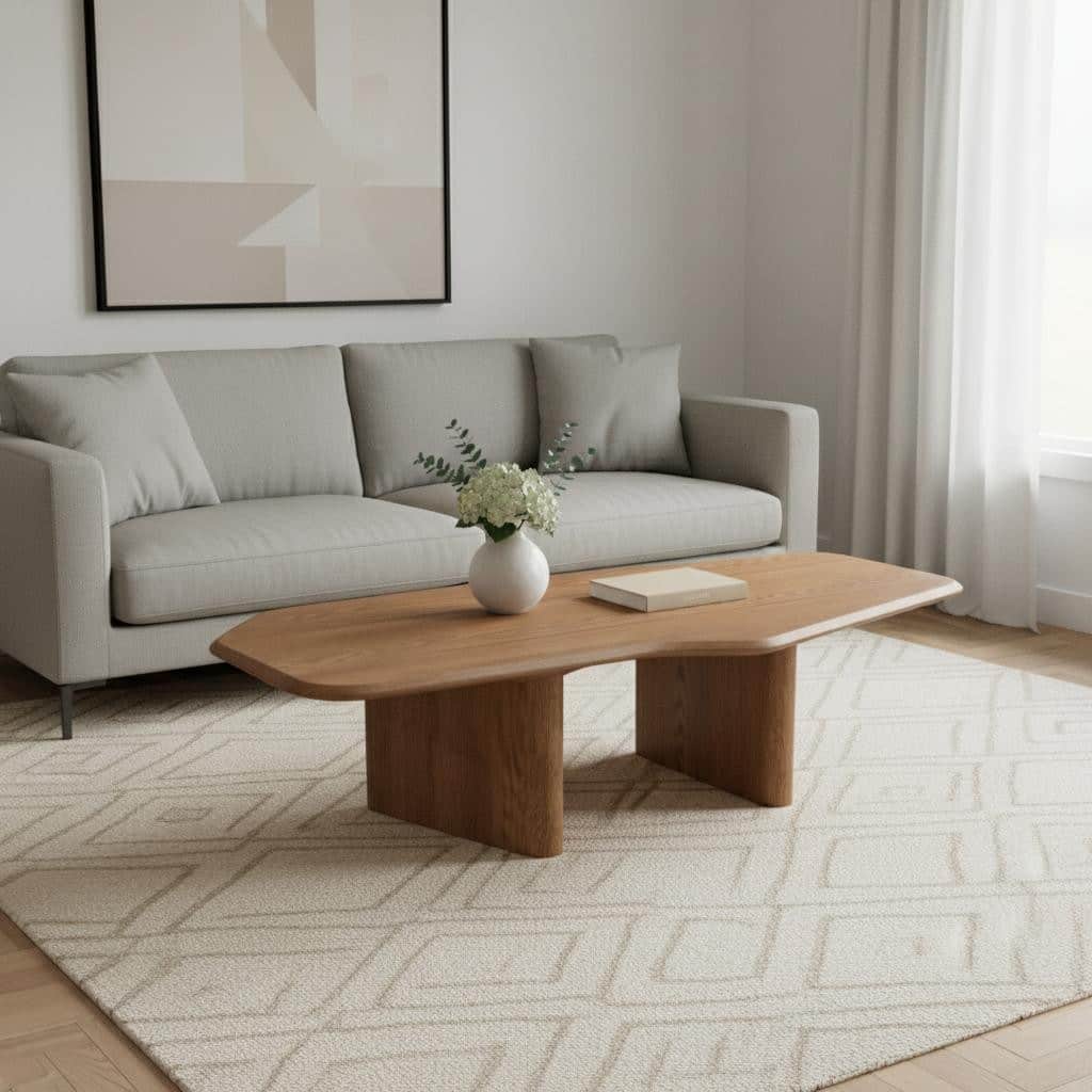 HomeRoots 47" Natural Wood Free Form Double Pedestal Coffee Table - 47.20 in. x 13.80 in. x 23.60 in.