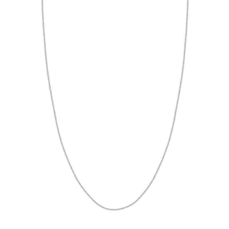 Curata 14k White Gold 1.25mm Round Wheat Chain Necklace (Lobster)