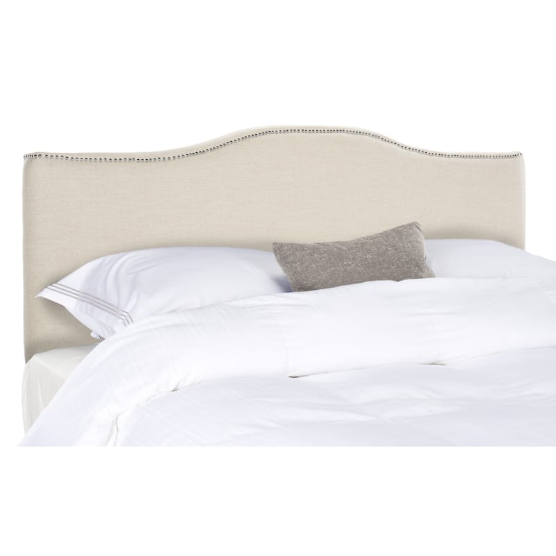 SAFAVIEH Ashlee Arctic Grey Upholstered Headboard - Silver Nailhead (King) - Off White - King