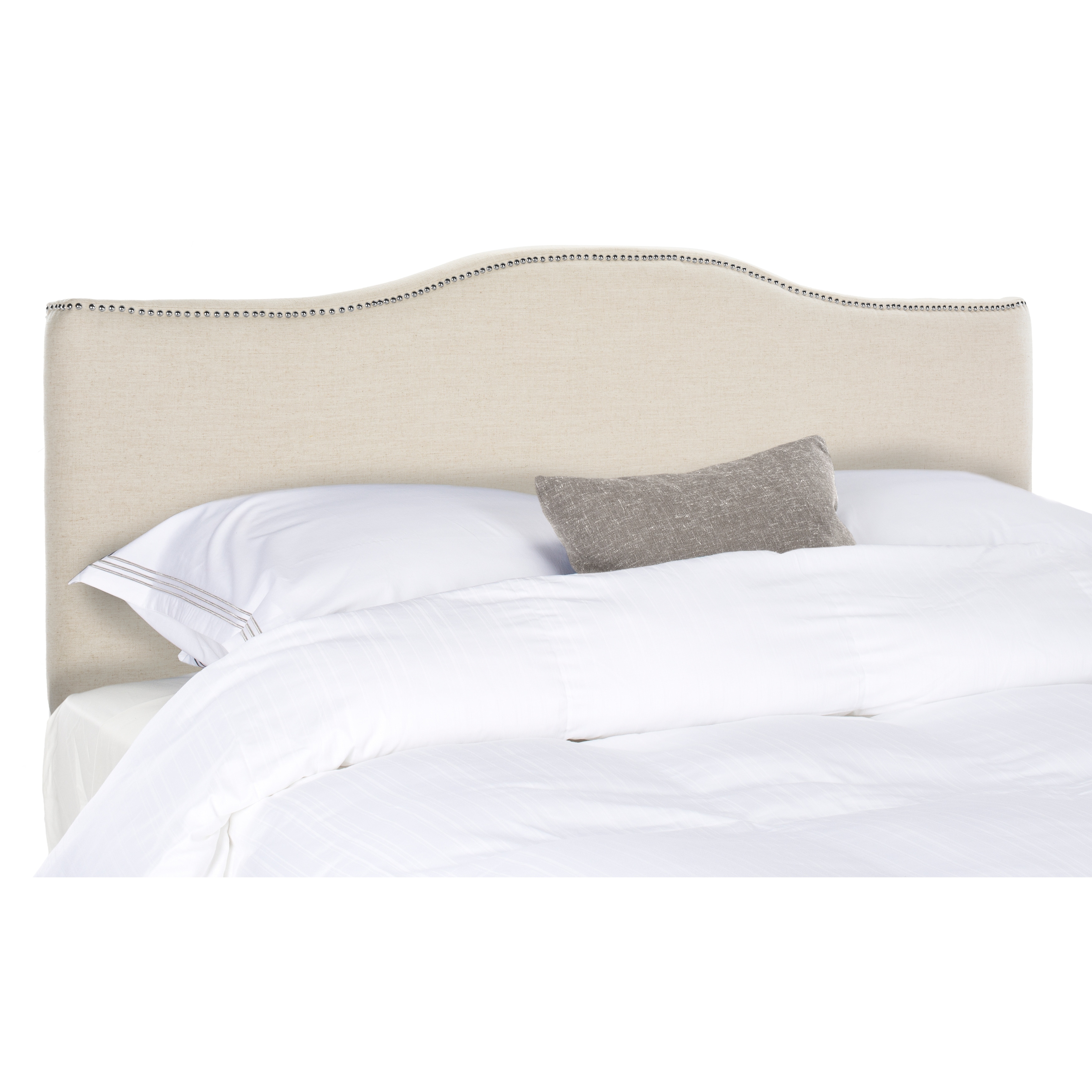 SAFAVIEH Jeneva King-size Off-white Linen Camelback Headboard