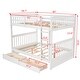preview thumbnail 3 of 7, Full over Full Size Bunk Bed with Ladders, Solid Wood Kids Storage Bed Frame with 2-Storage Drawers for Bedroom, White