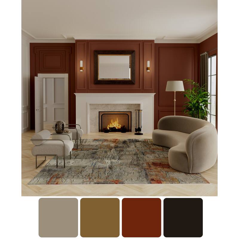 Grand Bazaar Hartman Machine Made Abstract Modern Area Rug