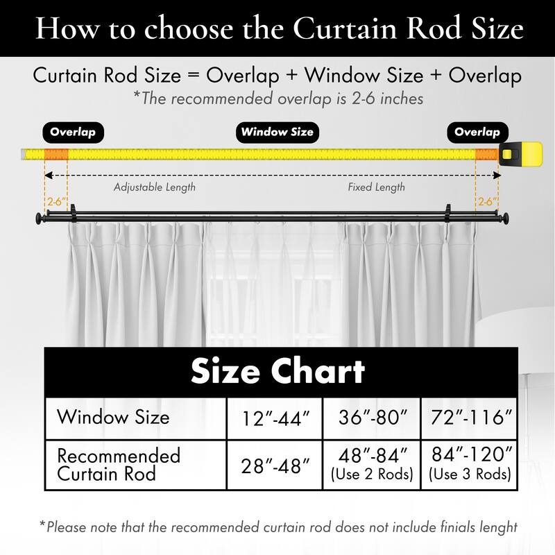 Meriville 1-Inch Diameter Prima Telescoping Double Window Treatment Curtain Rod