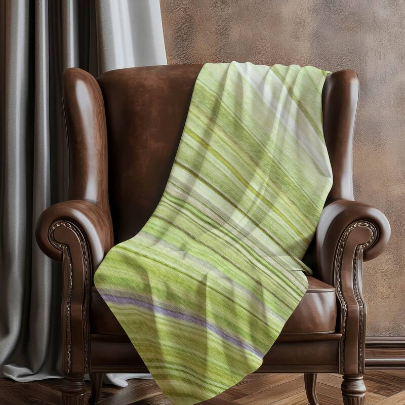 Premium Machine Washable Contemporary Stripe Sherpa Throw Blanket