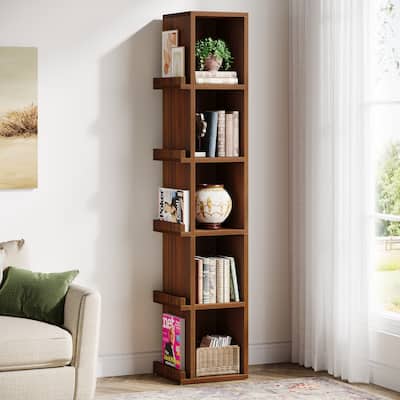 70.9 Inches 5-tier Tall Narrow Bookcase for Home Office - 11.8"D x 13.8"W x 70.9"H